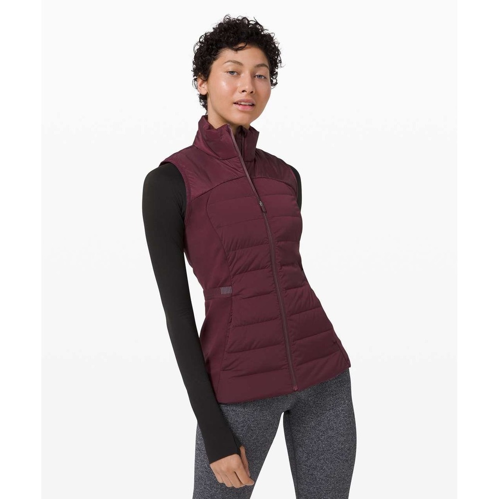 Lululemon Down For It All Vest Cassis Burgundy Quilted Running Puffer Womens 10